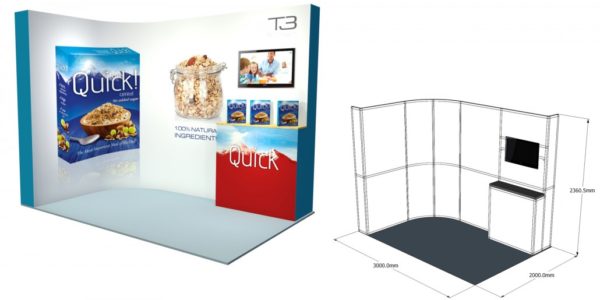 3×2 Stand Size: L3000 x W:2000 x H2360.5mm SST28