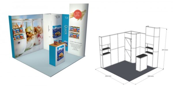 3×3 Stand Size: L:3000 x W:3000 x H:2973mm SST35