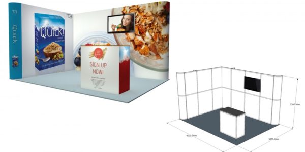 4×3 Stand Size: L:4000 x W:3000 x H:2360.5mm SST:40