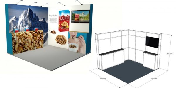 3×3 Stand Size: L:3000 x W:3000 x H:2360.5mm SST48